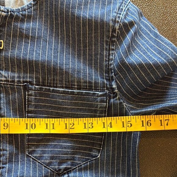 Armani Exchange Blue Denim Jacket with Pinstripe Pattern size XS - Picture 11 of 14